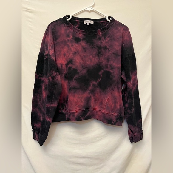 Michael Stars Los Angeles Women's Tie-Dye Sweatshirt Top  - Black and Red Med - Picture 1 of 9